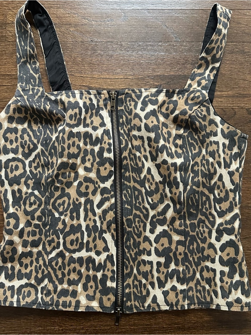 Vici Leopard Print Zip-Front Tank